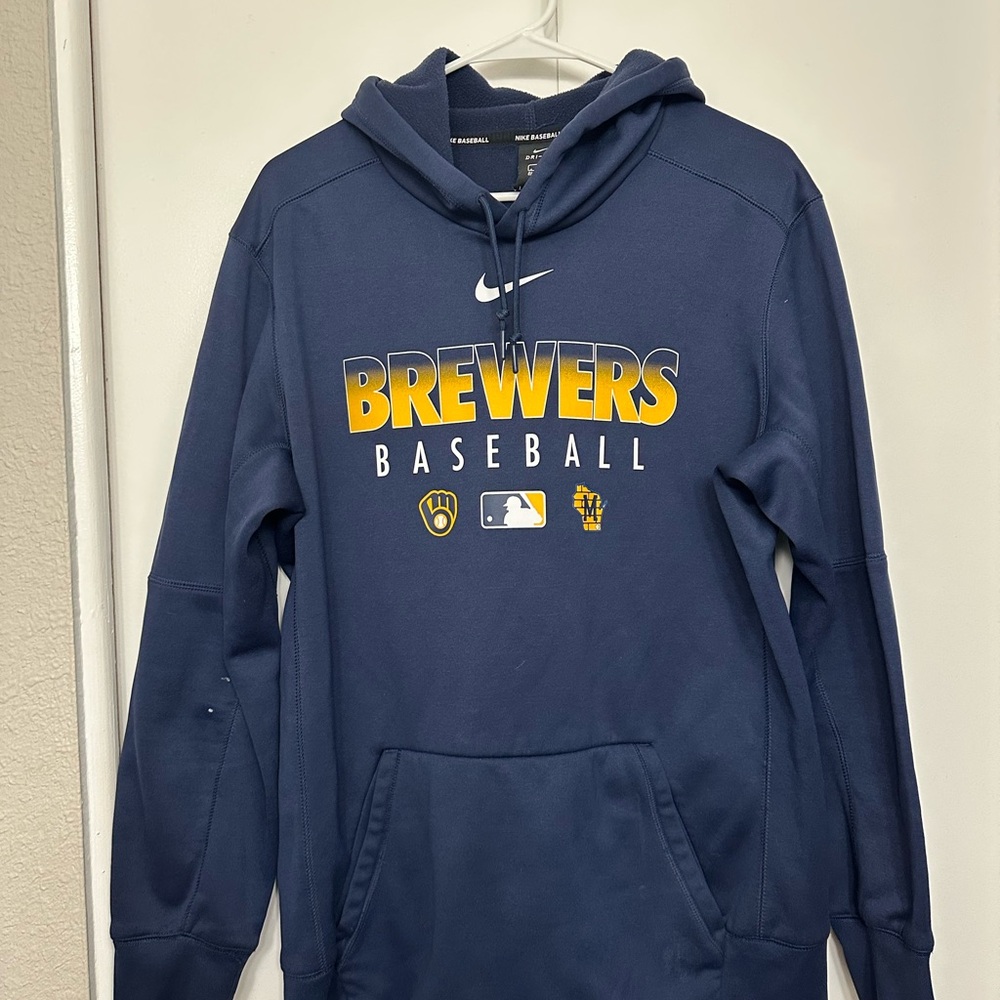 Nike MLB Navy Brewers Baseball Hoodie